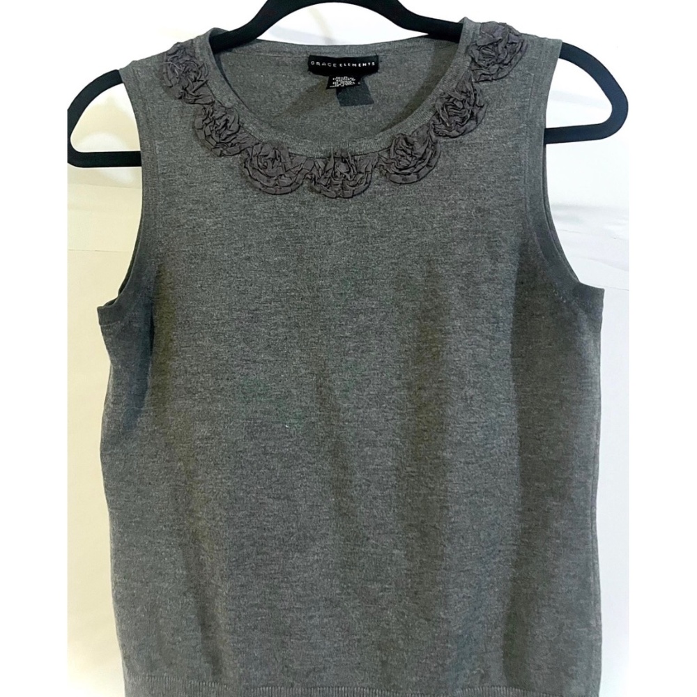 Grace Elements Grey Floral Formal Women’s Blouse